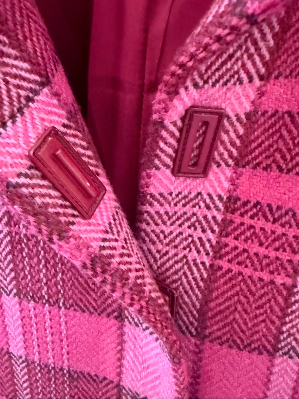 Pink Plaid Tailored Blazer 100% wool - Picture 4 of 7